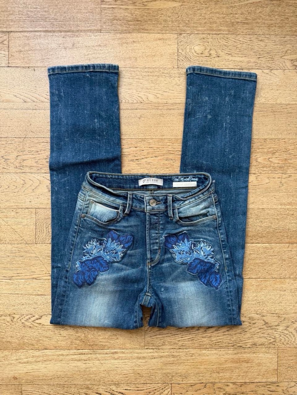 Y2K Embroidered Denim Guess Low Rise Floral Jeans